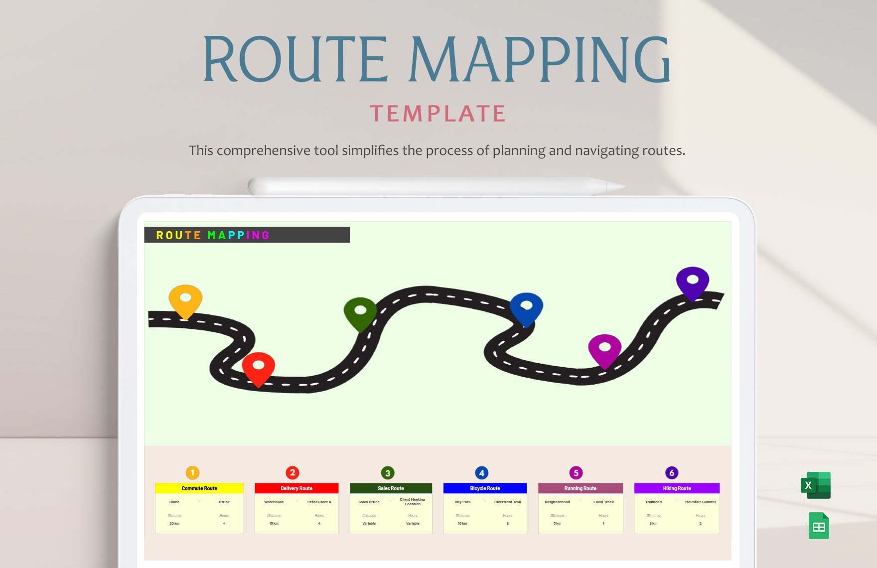 Route Mapping Template in Excel, Google Sheets