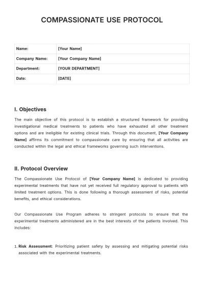 Free Compassionate Use Protocol Template to Edit Online