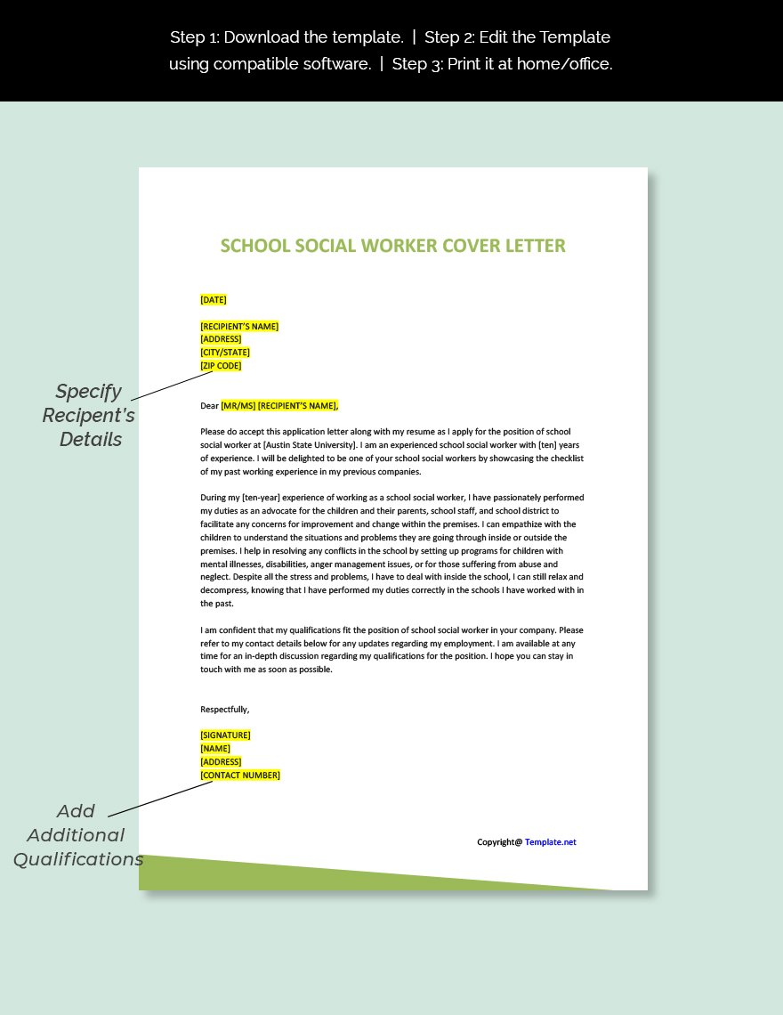 School Social Worker Cover Letter