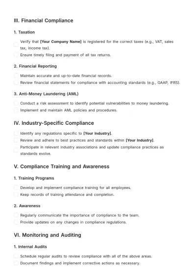 Free Basic Compliance Template to Edit Online