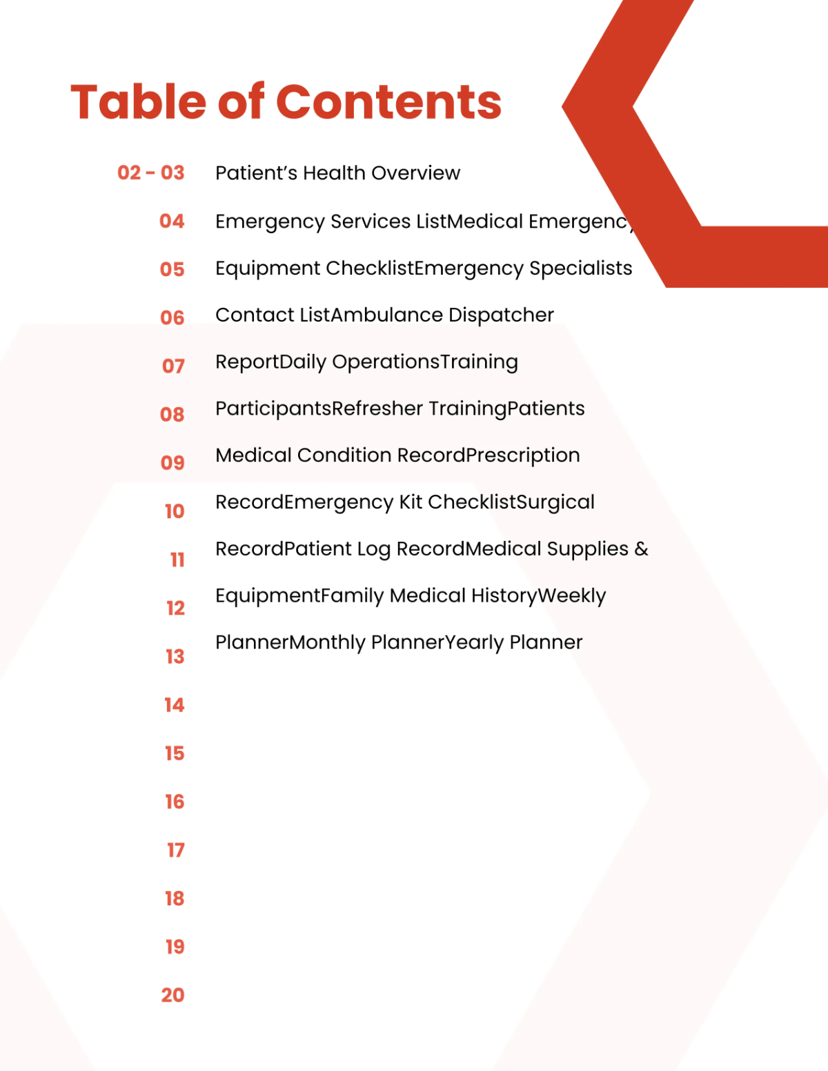 Free Emergency Planner Template to Edit Online