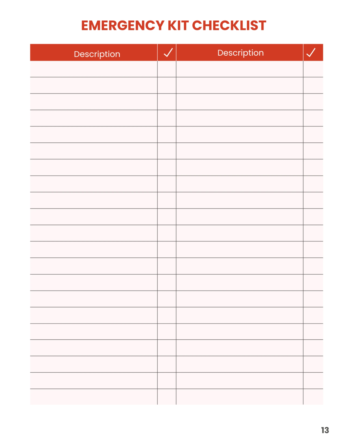 Free Emergency Planner Template to Edit Online