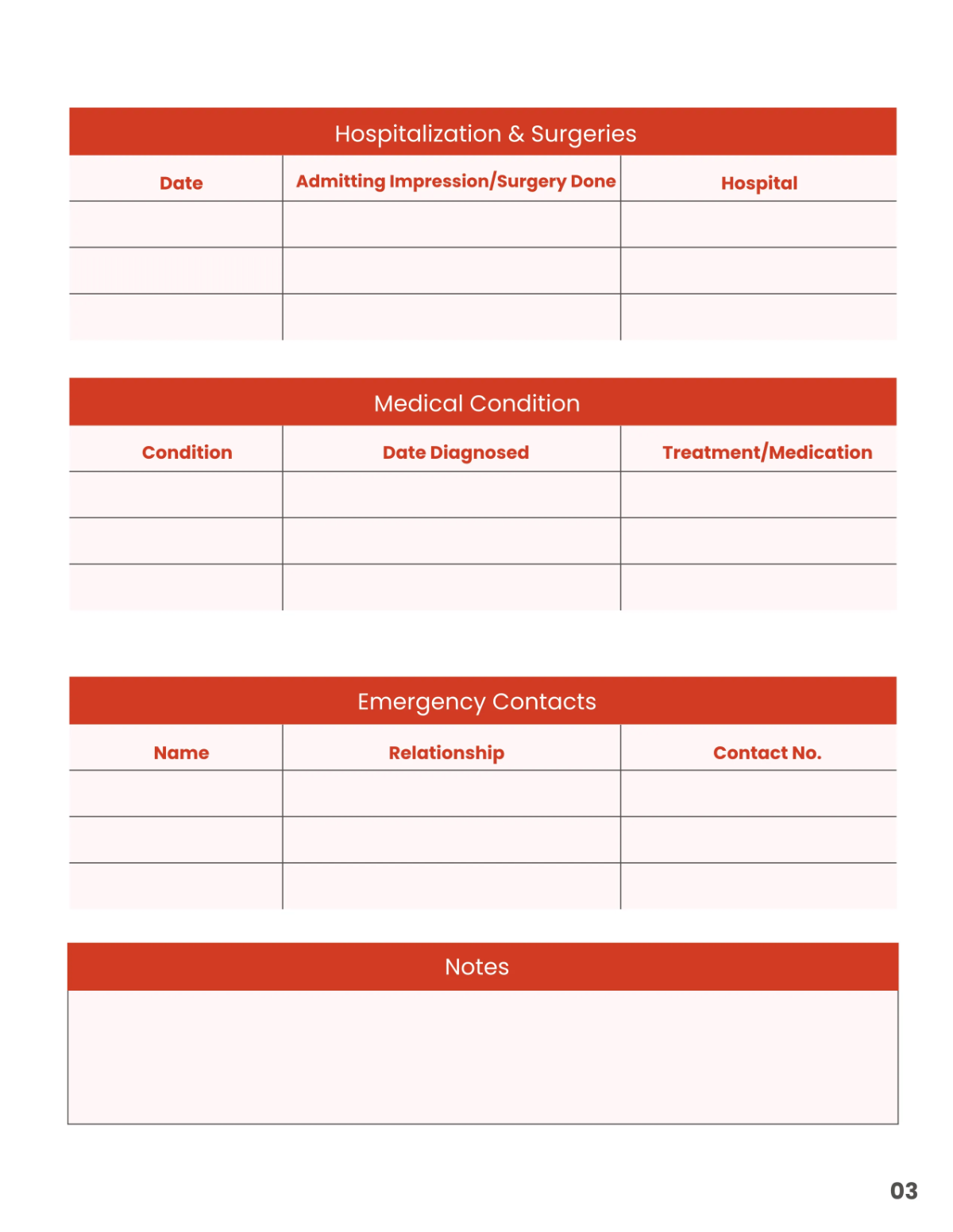 Free Emergency Planner Template to Edit Online