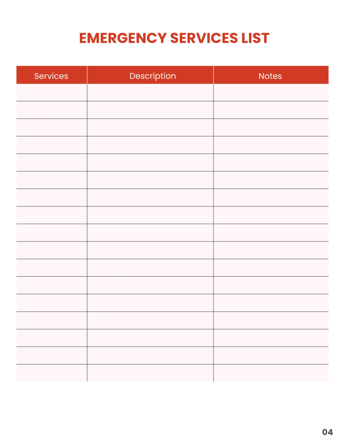 Free Emergency Planner Template to Edit Online