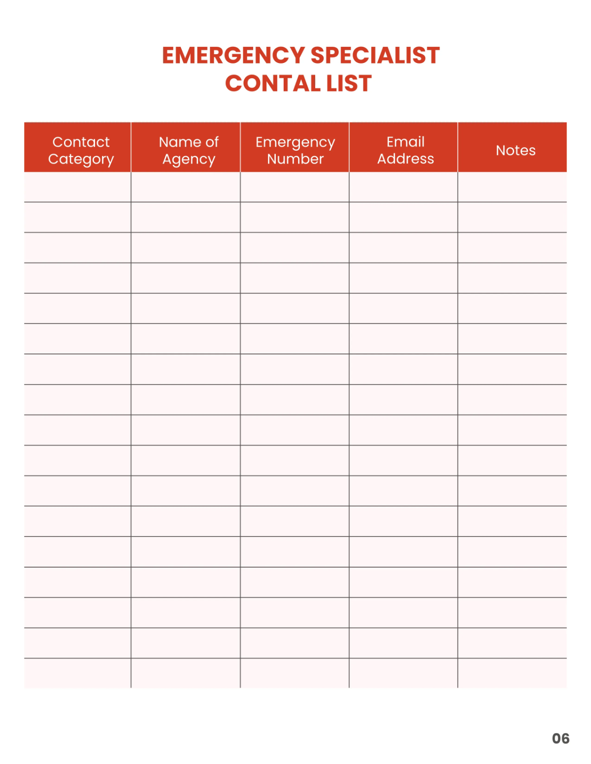 Free Emergency Planner Template to Edit Online
