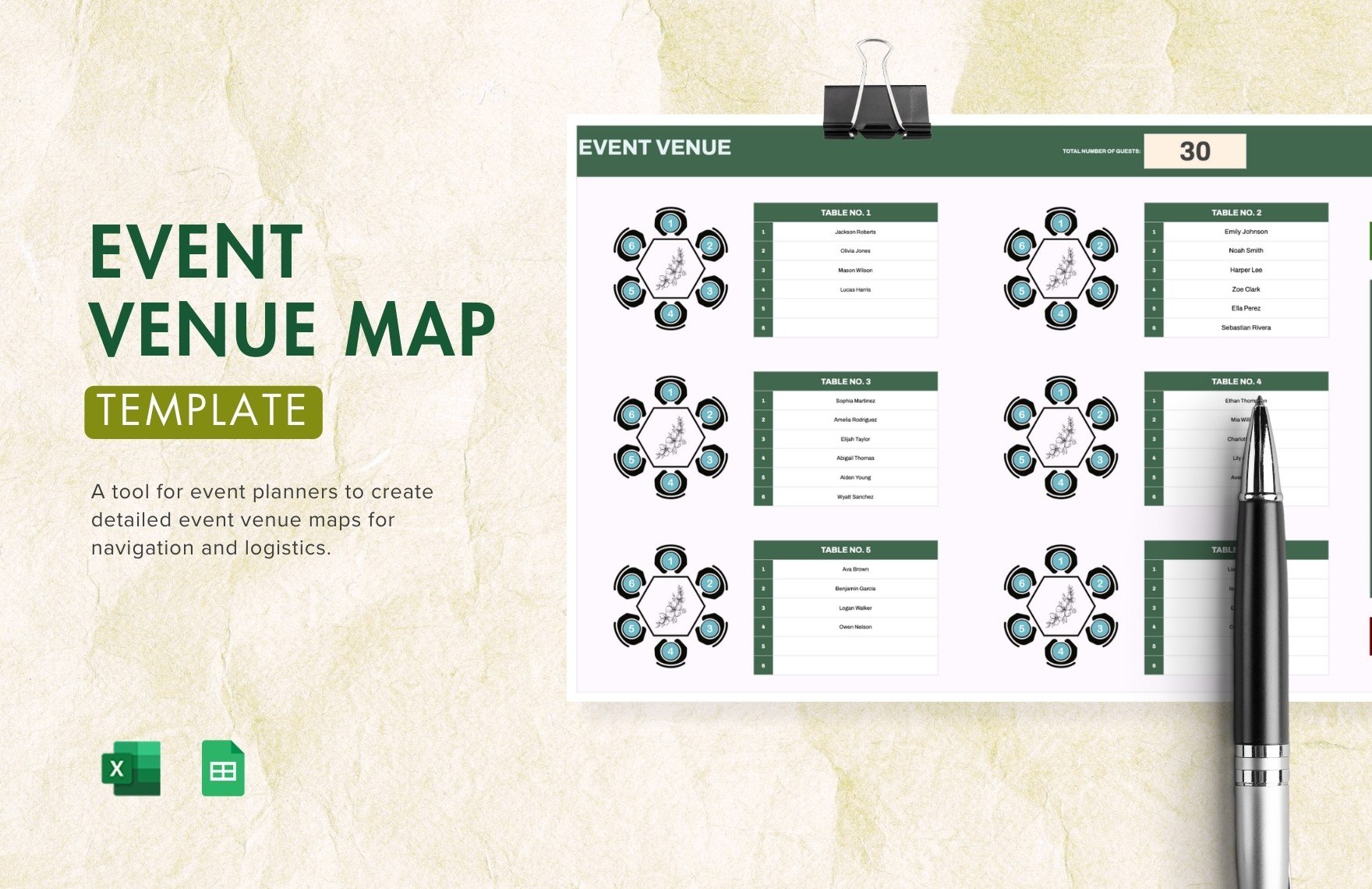 Event Venue Map Template in Excel, Google Sheets