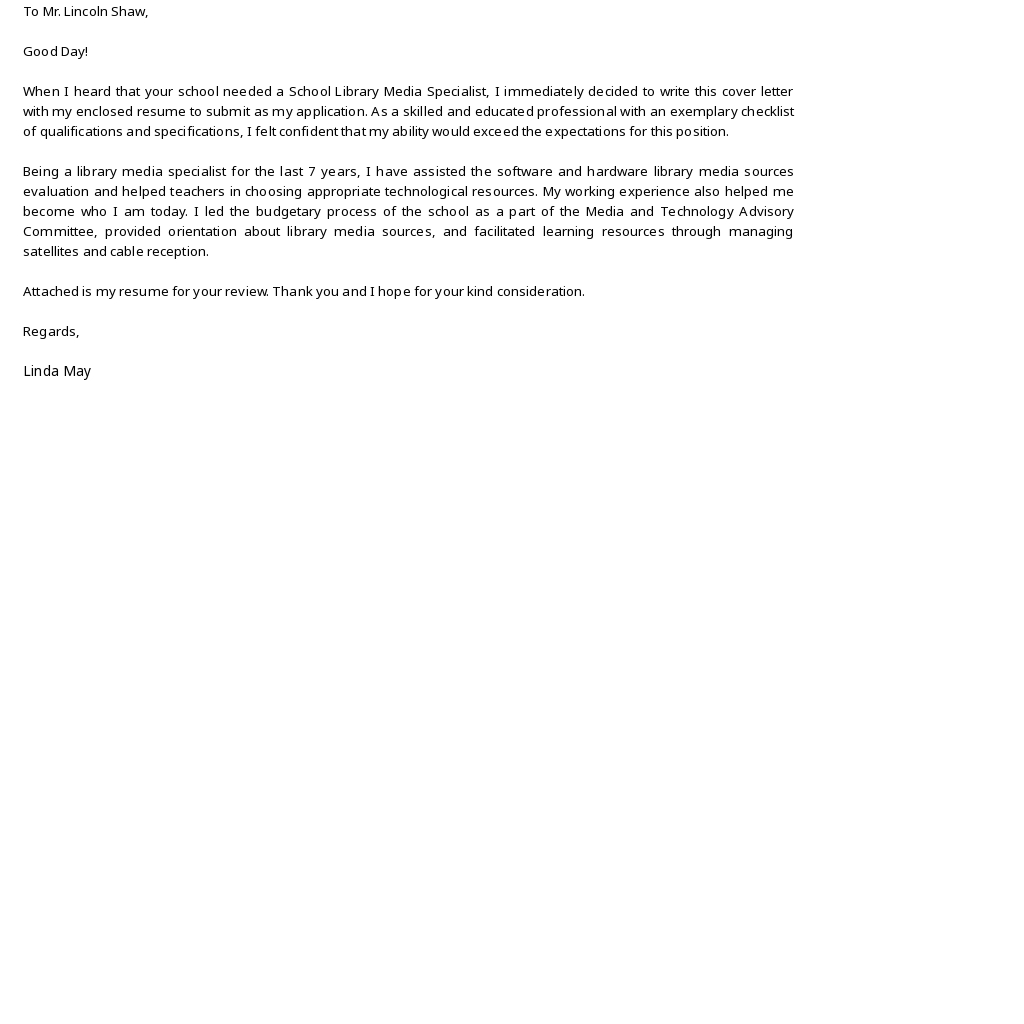 Free School Library Media Specialist Cover Letter Template.jpe