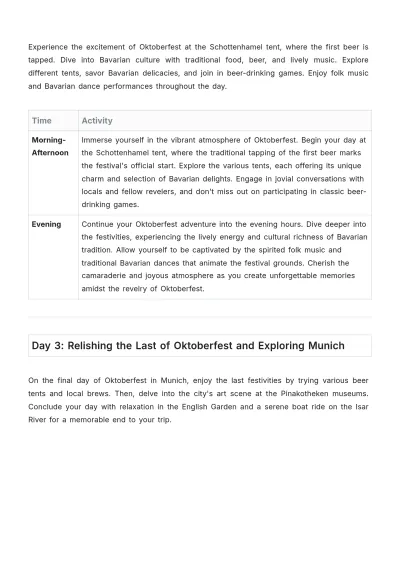 Free Oktoberfest Itinerary Template to Edit Online