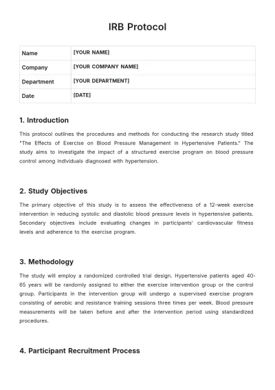 Free Irb Protocol Template to Edit Online