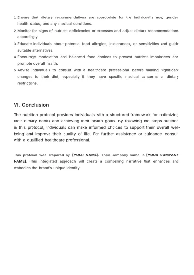 Free Nutrition Protocol Template to Edit Online