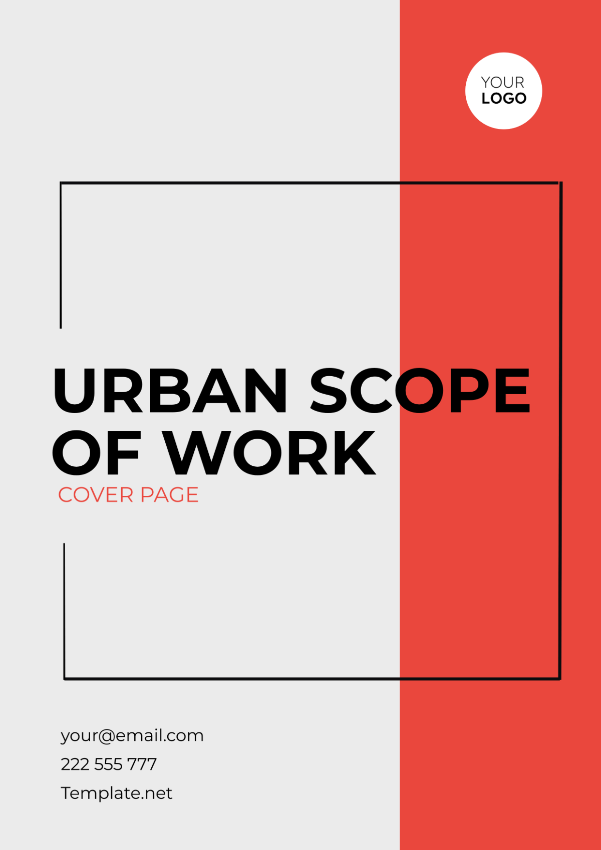 Urban Scope of Work Cover Page Template