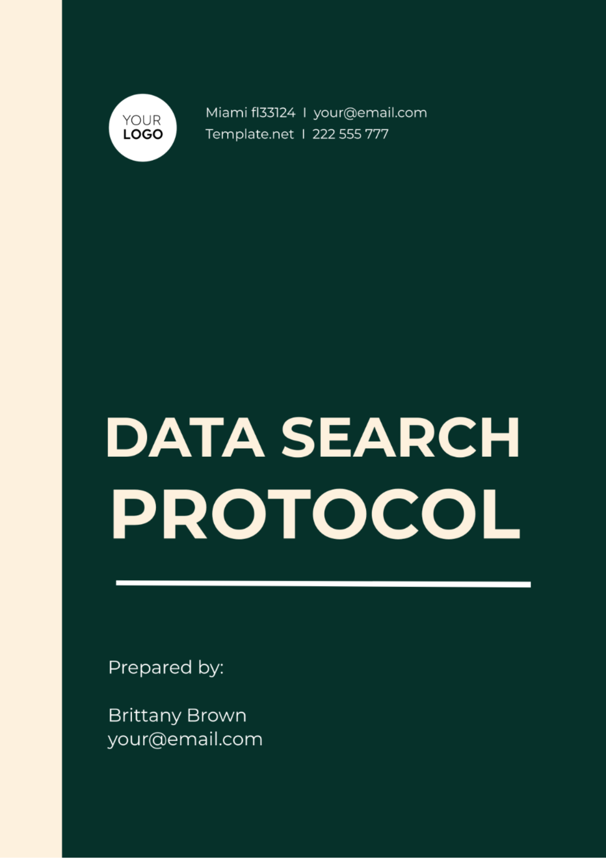 Free Data Search Protocol Template