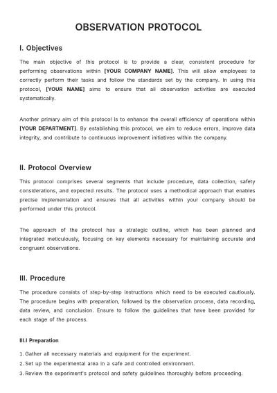 Free Observation Protocol Template to Edit Online