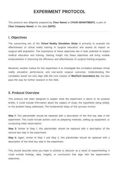 Free Experiment Protocol Template to Edit Online
