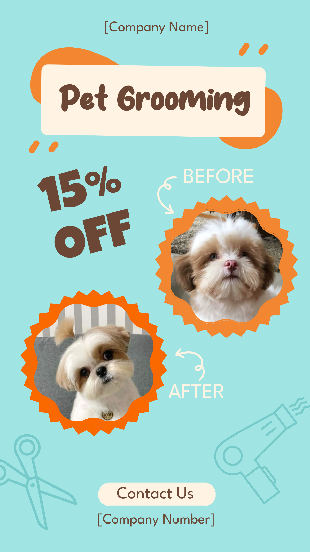 Free Pet Salon Before and After Facebook Post