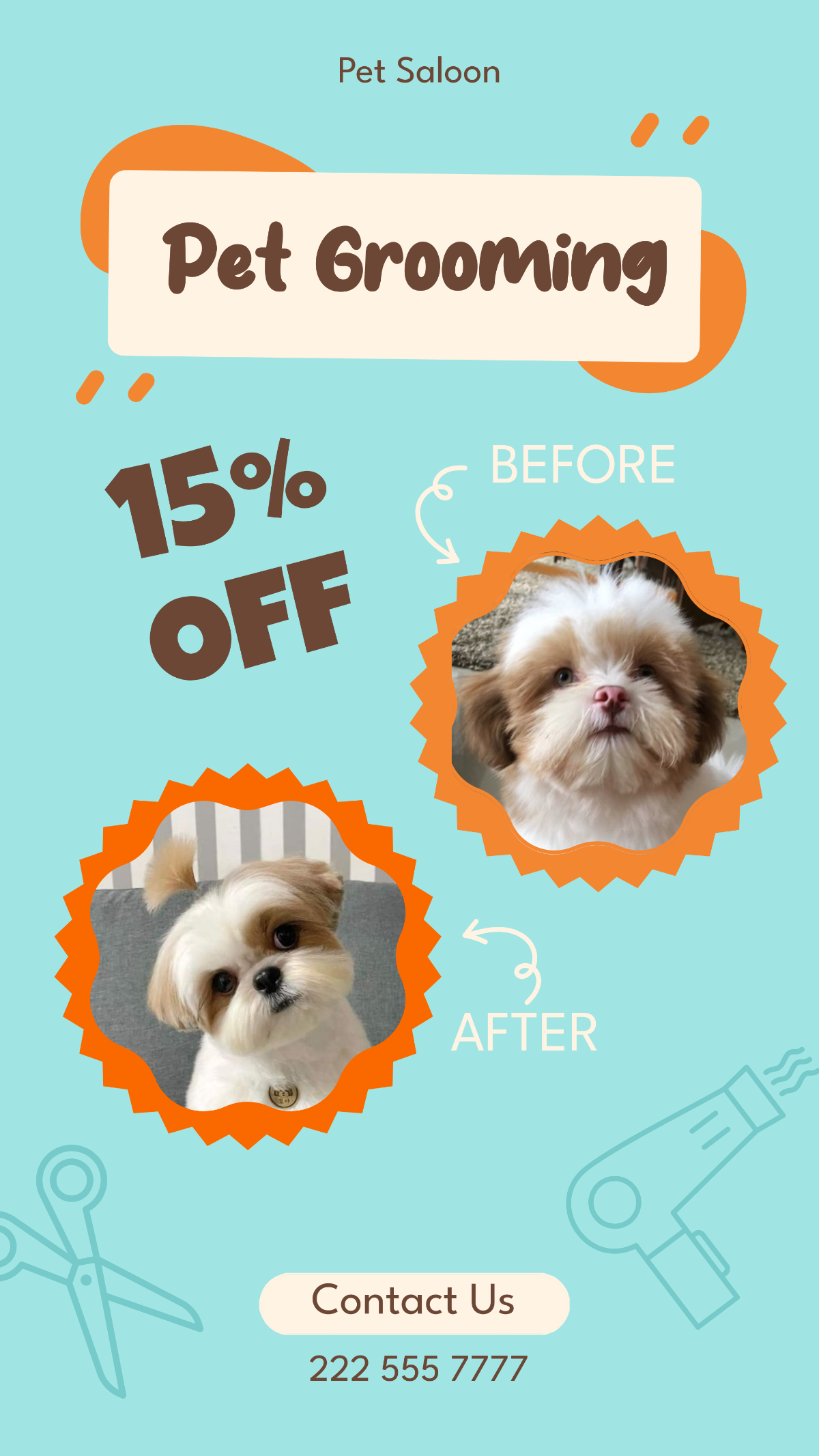 Pet Salon Before and After Facebook Post - Edit Online & Download