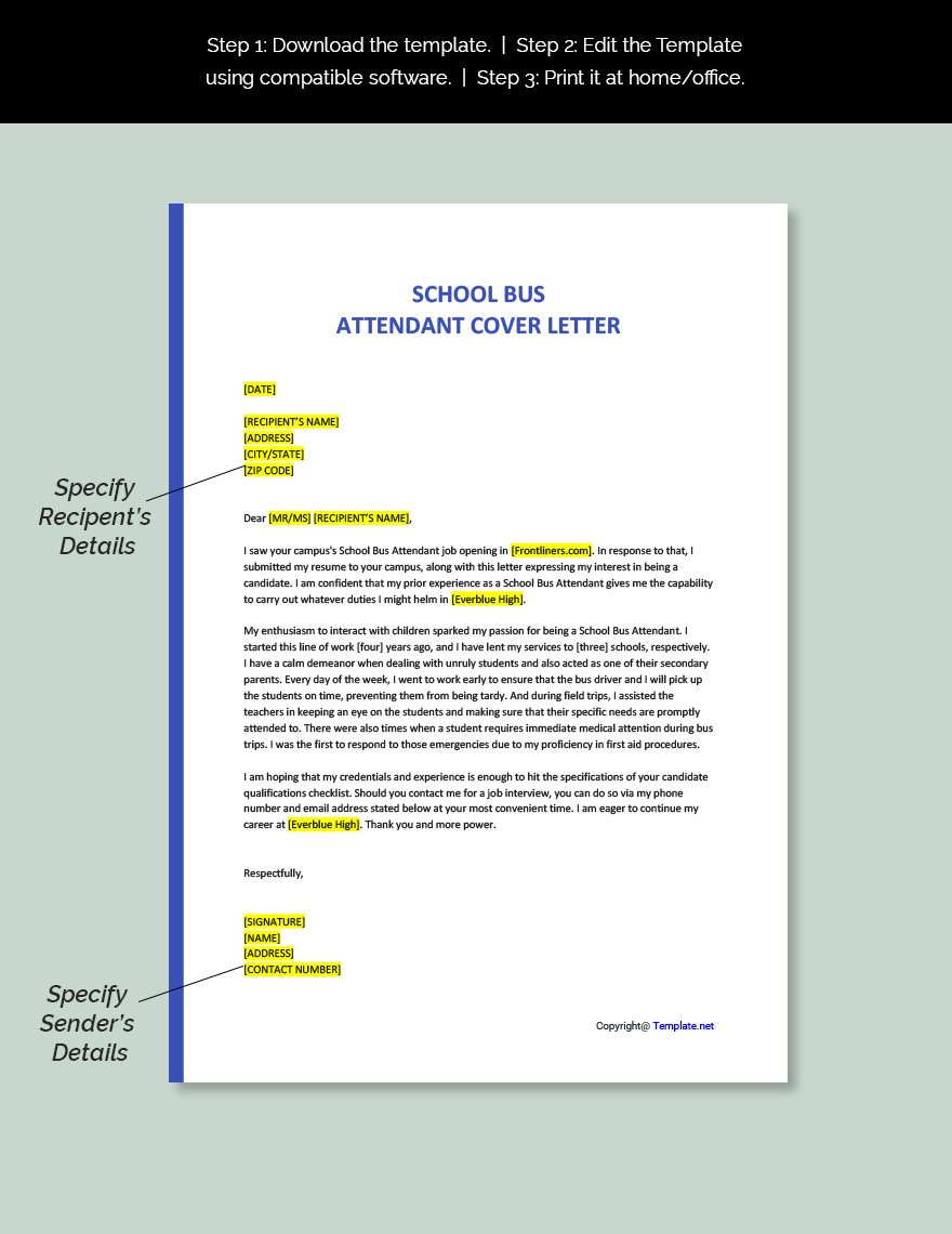 how to write application letter for school bus assistant