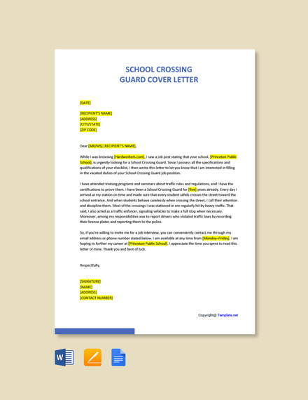cover letter for school crossing supervisor