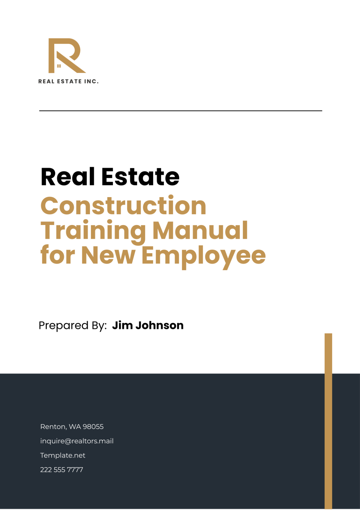 Real Estate Construction Training Manual for New Employees Template