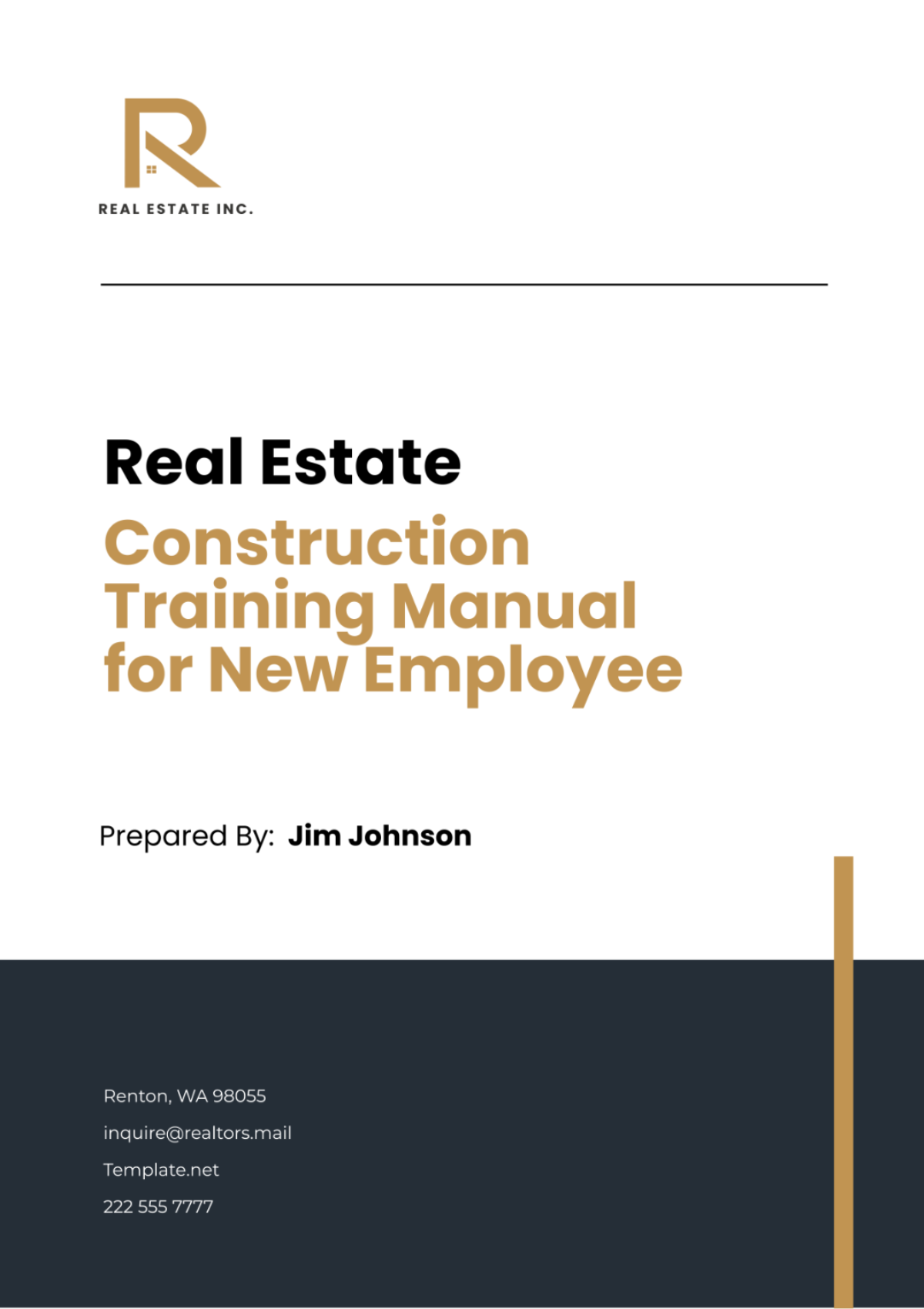Free Real Estate Construction Training Manual for New Employees Template