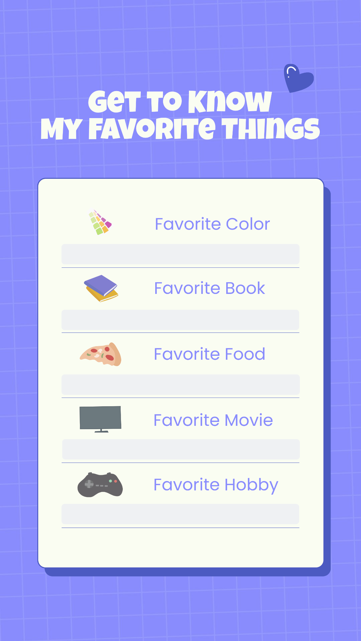 Get to Know My Favorite Things Instagram Post Template