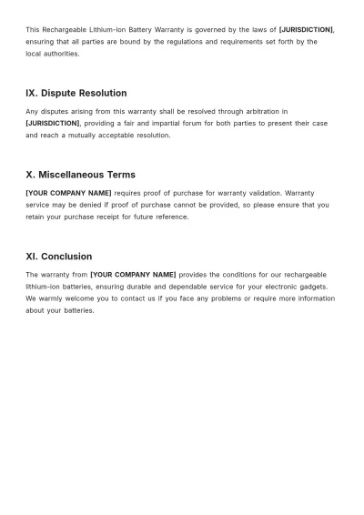Free Battery Warranty Template to Edit Online