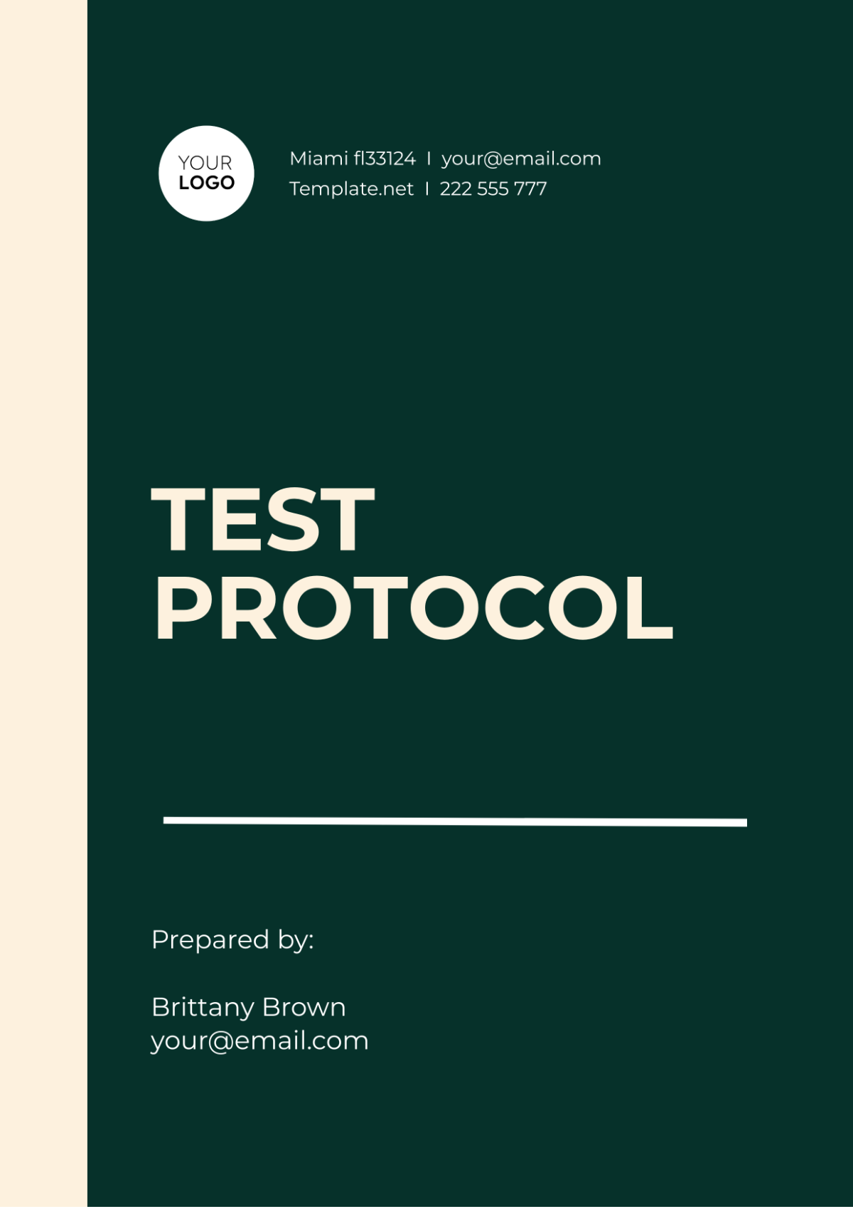 Test Protocol Template