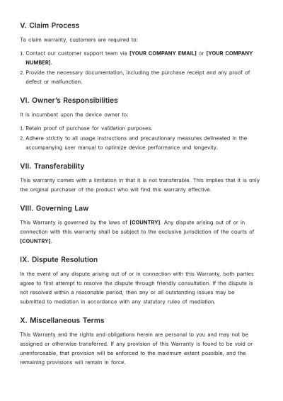 Free Replacement Warranty Template to Edit Online