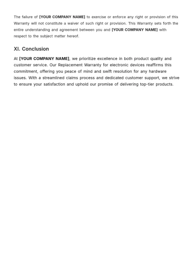 Free Replacement Warranty Template to Edit Online
