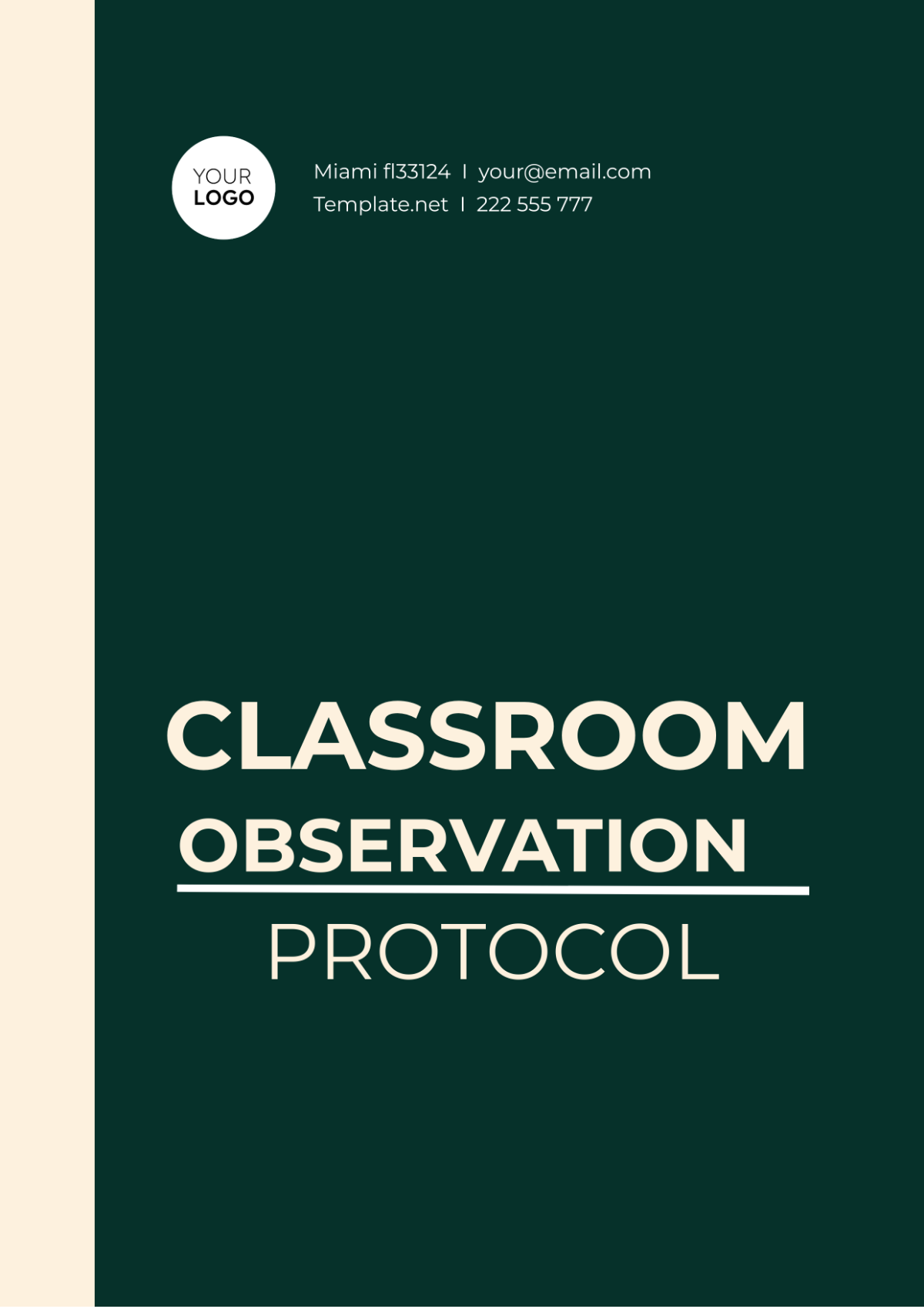 Classroom Observation Protocol Template