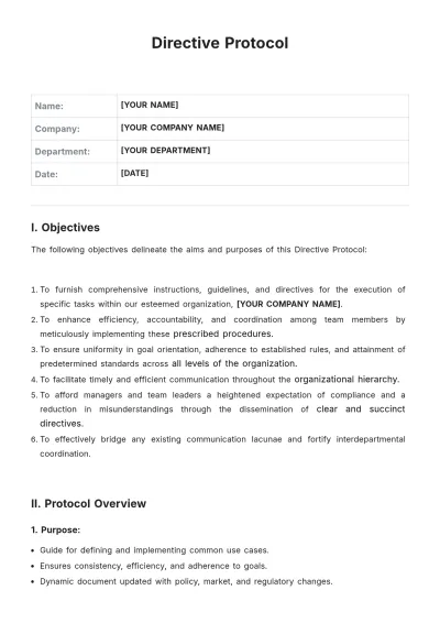 Free Directive Protocol Template to Edit Online