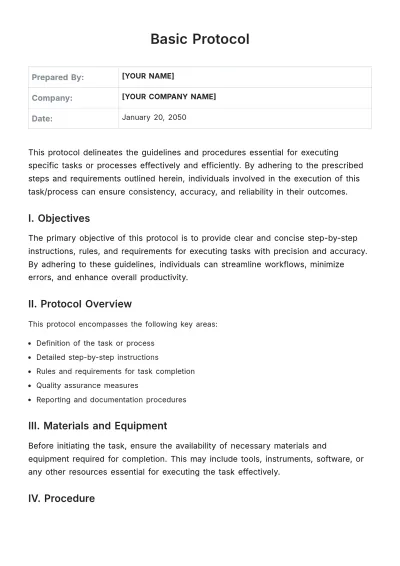 Free Basic Protocol Template to Edit Online
