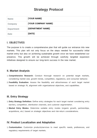 Free Strategy Protocol Template to Edit Online