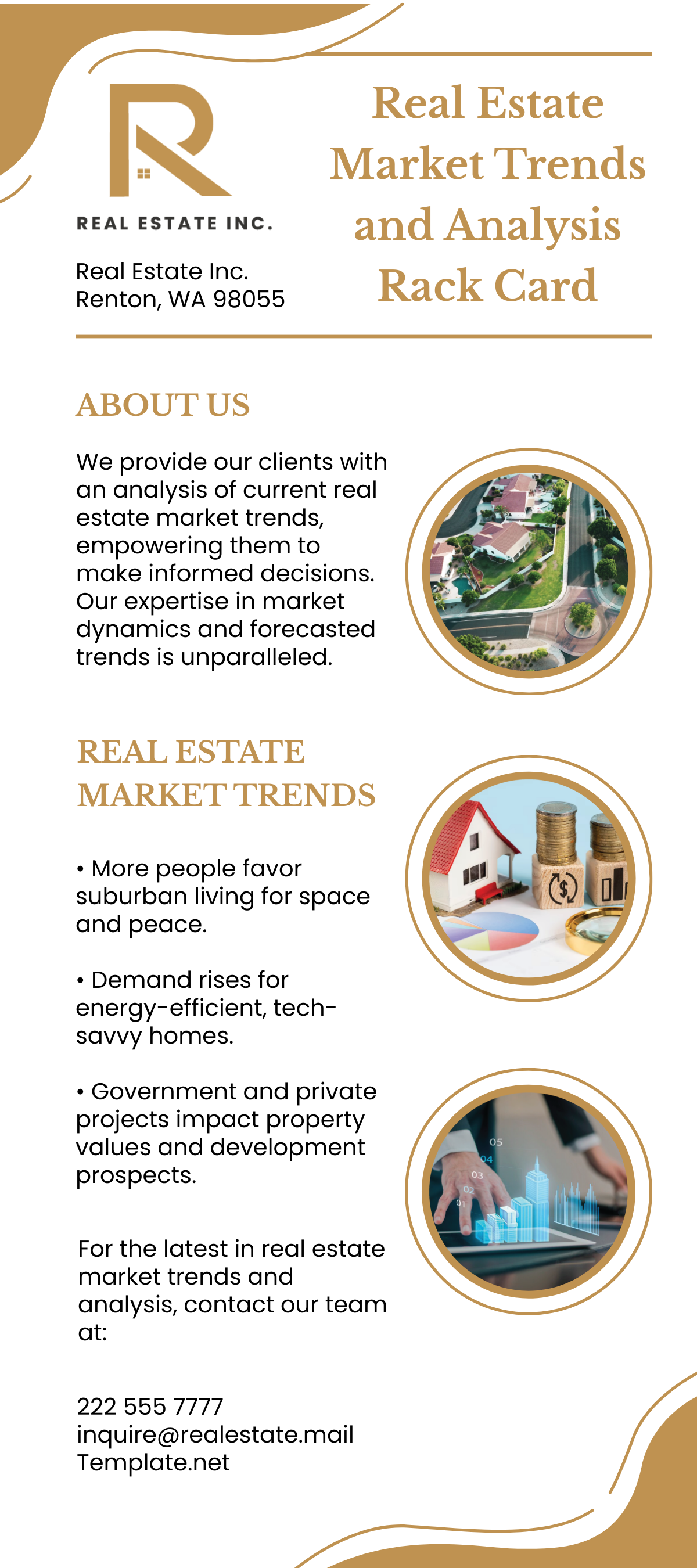 Fresh Look at Real Estate Market Trends And Analysis Rack Card Template