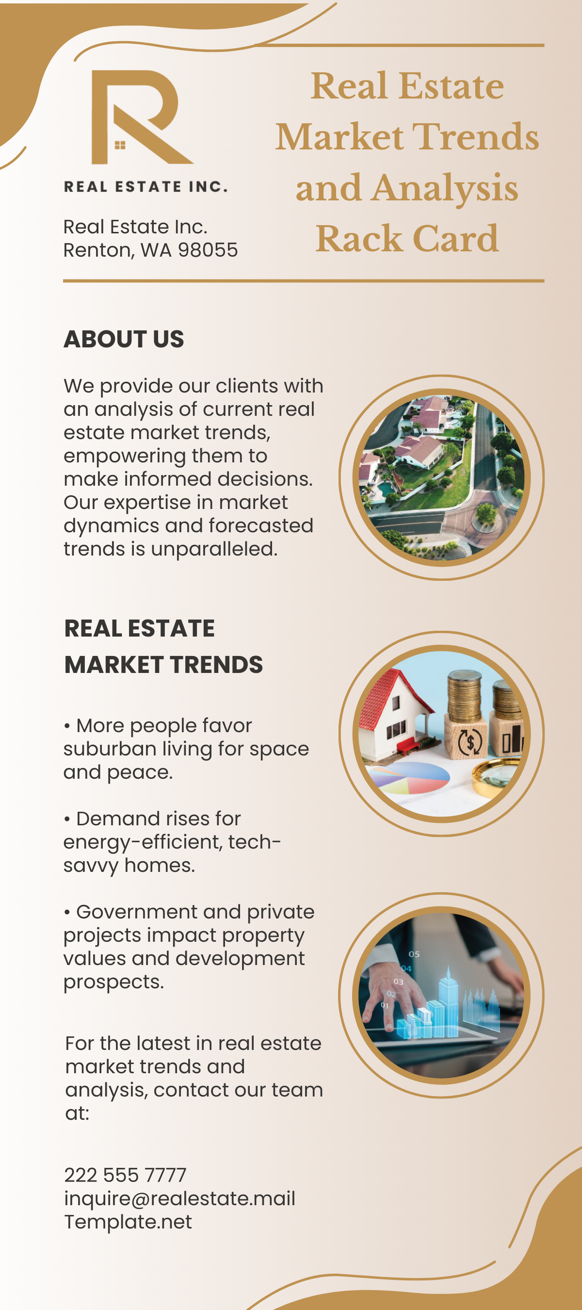 Real Estate Market Trends and Analysis Rack Card Template