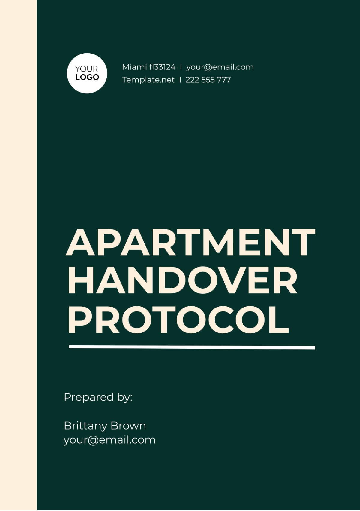 Apartment Handover Protocol Template