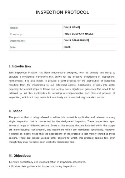 Free Inspection Protocol Template to Edit Online