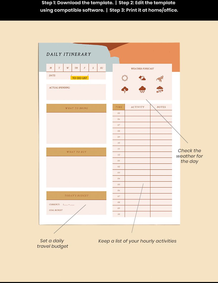 Sample Itinerary Planner Template
