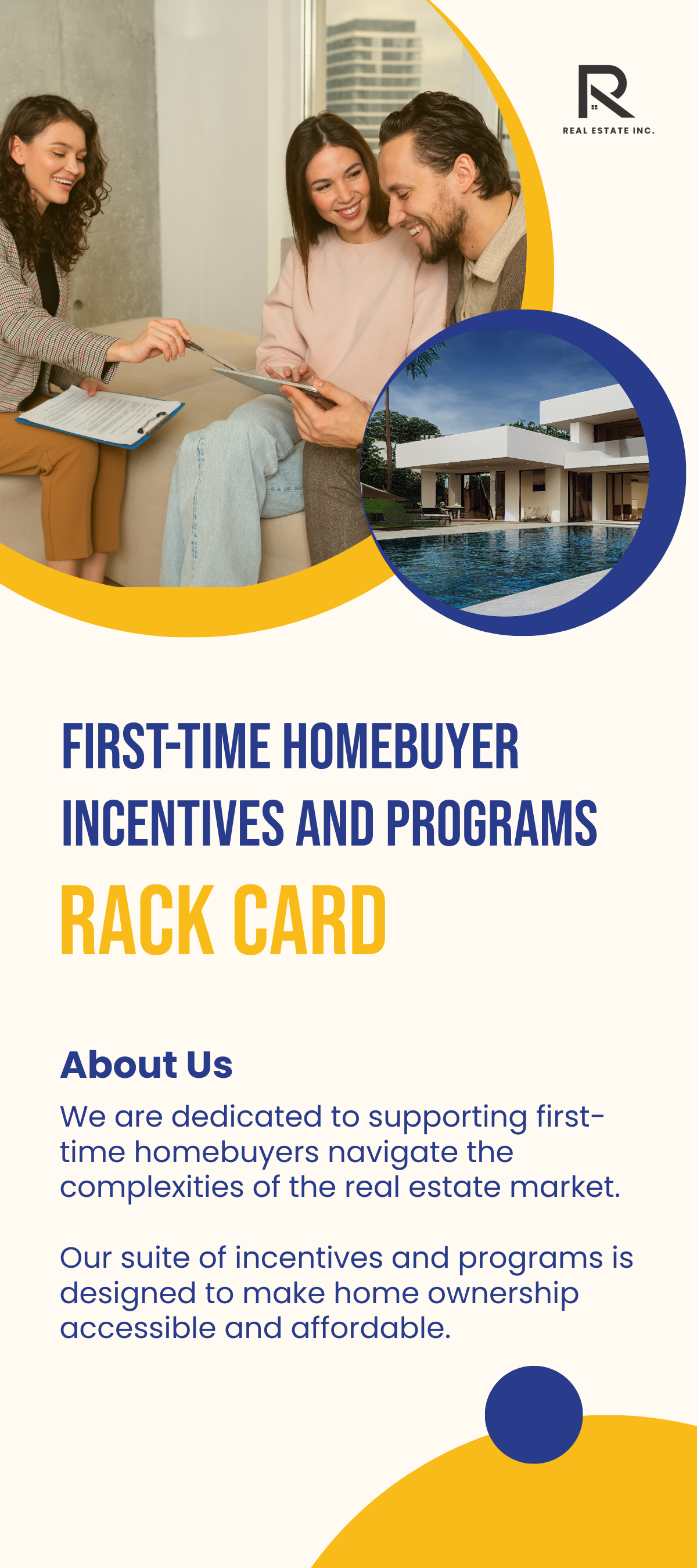 Free First-Time Homebuyer Incentives and Programs Rack Card Template
