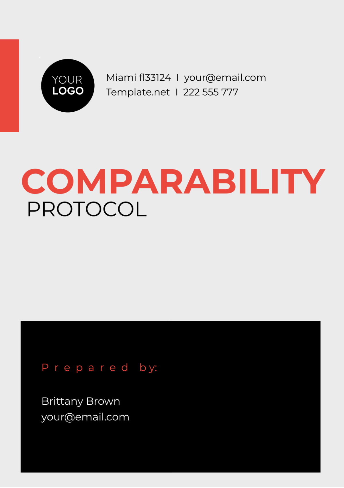 Comparability Protocol Template