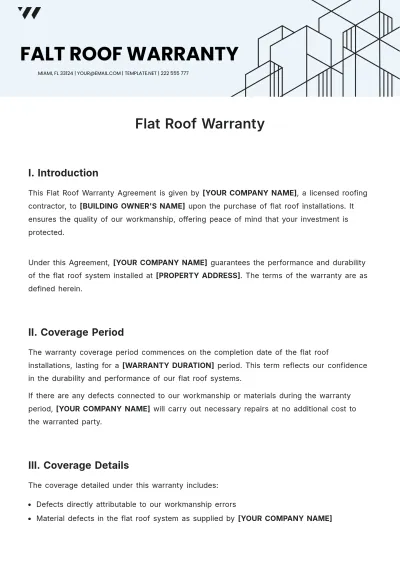 Free Flat Roof Warranty Template to Edit Online