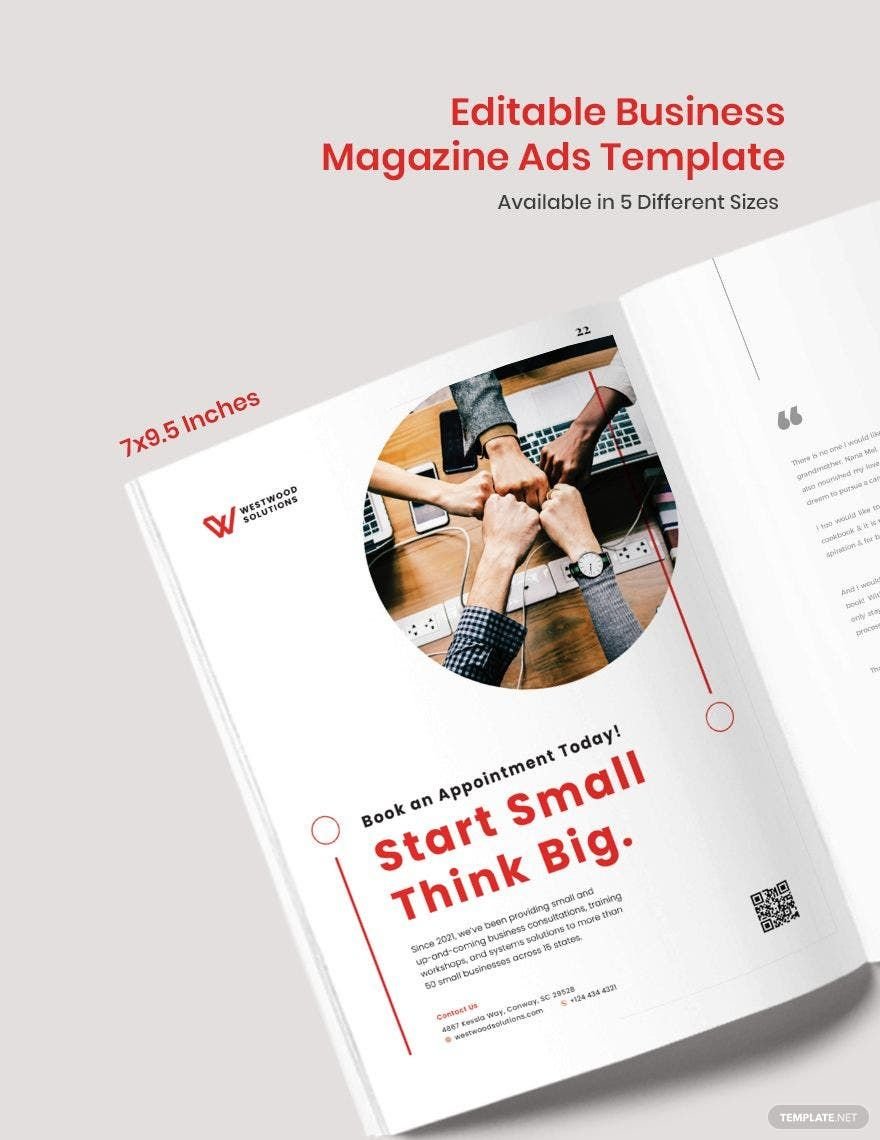 Editable Business Magazine Ads Template