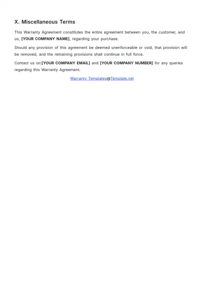 Free Satisfaction Warranty Template to Edit Online