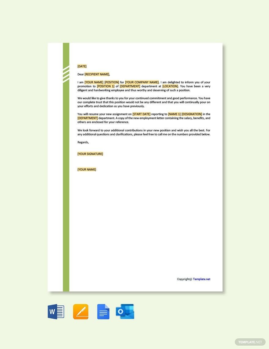 Promotion Letter from Employer Template