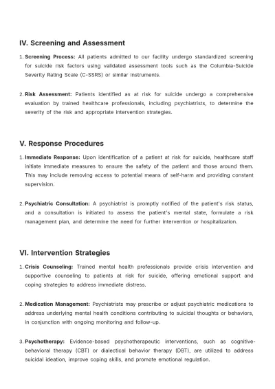 Free Suicide Prevention Protocol Template to Edit Online