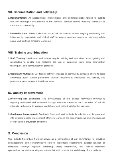 Free Suicide Prevention Protocol Template to Edit Online