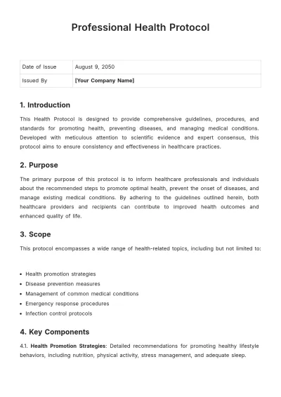 Free Professional Health Protocol Template to Edit Online