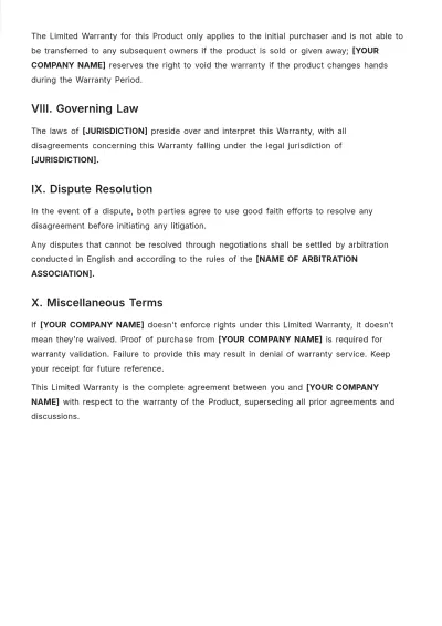 Free Kitchen Warranty Template to Edit Online