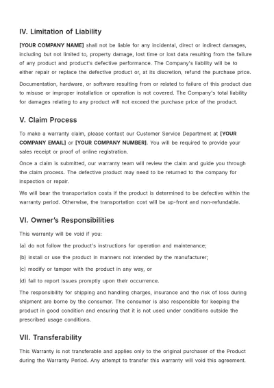 Free 2 Year Warranty Template to Edit Online