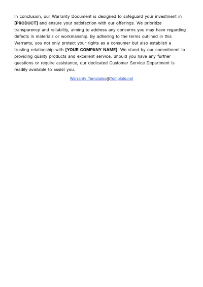 Free 2 Year Warranty Template to Edit Online